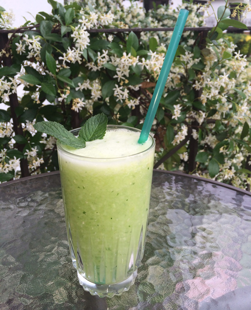 Cool cucumber lime detox drink from Paige Hunter PhD