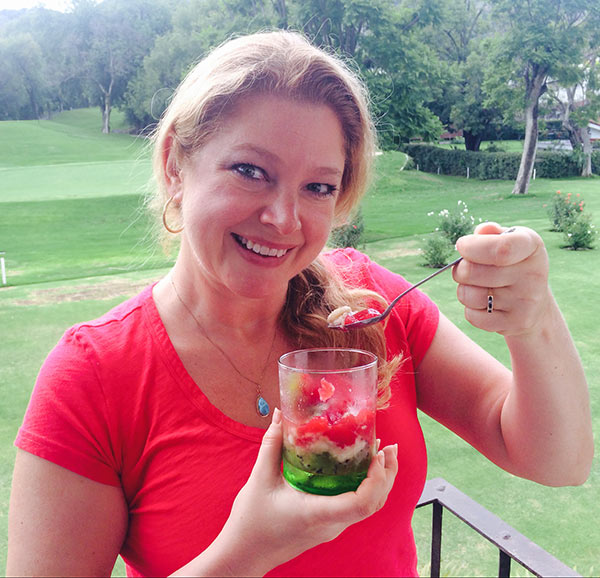 Dr. Paige Hunter enjoys her healthy fruit slushy!